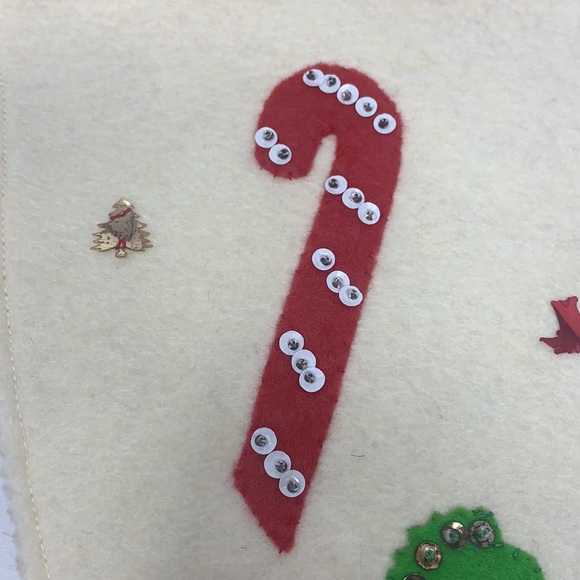 Vintage SCOTT felt Christmas stocking w/drum, rocking horse, candy cane, sequin - Picture 5 of 17